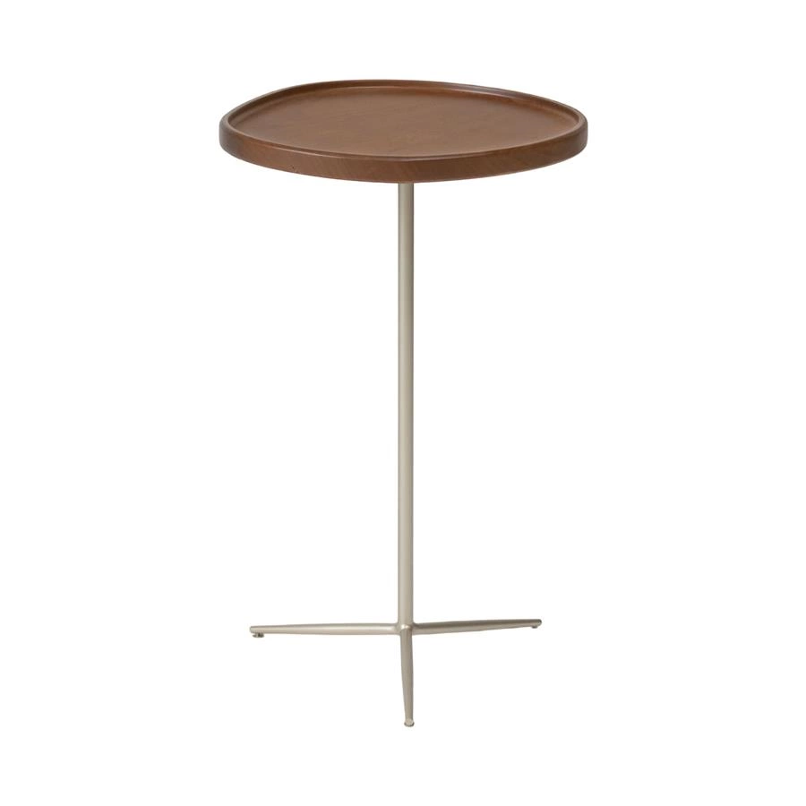 mesa lateral em madeira e metal orla