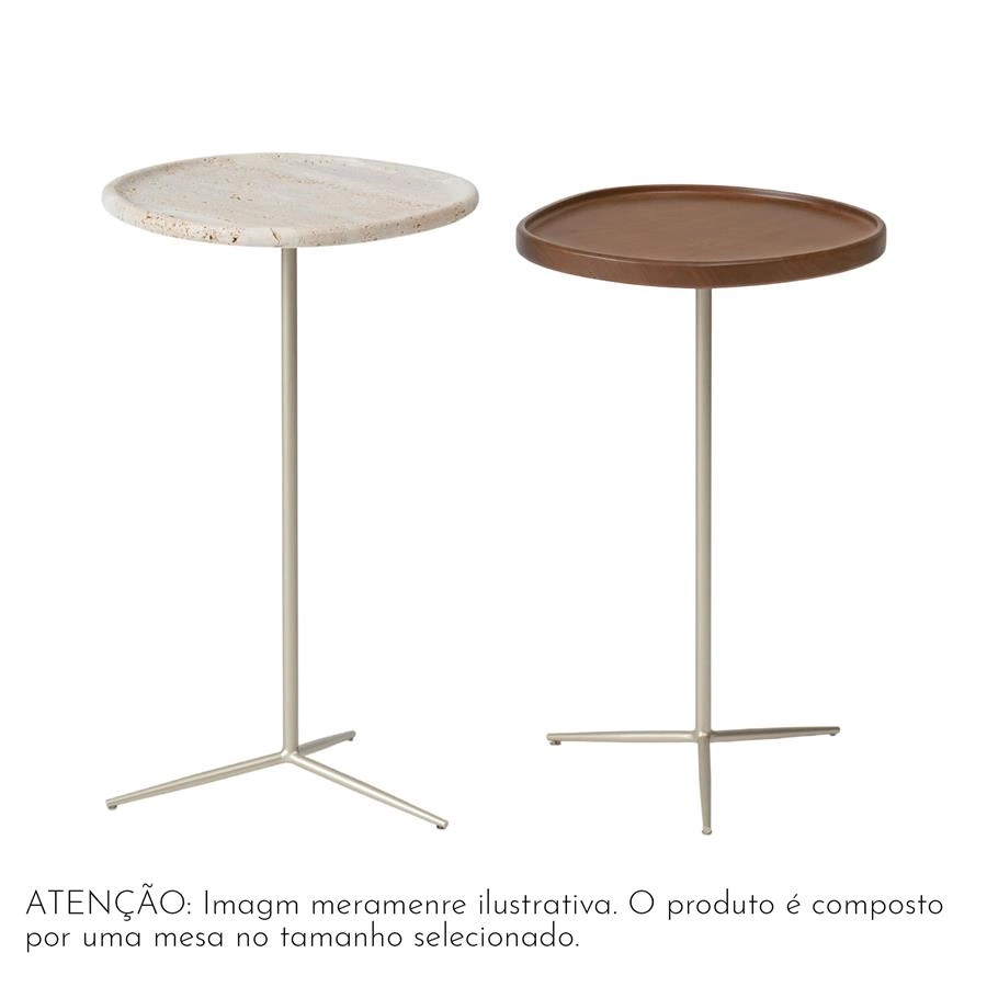 mesa lateral em madeira e metal orla
