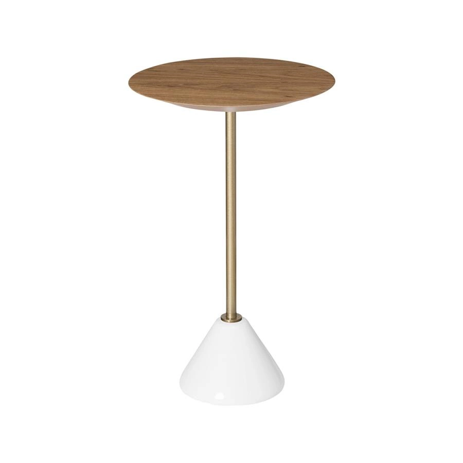 mesa lateral em metal e madeira coni