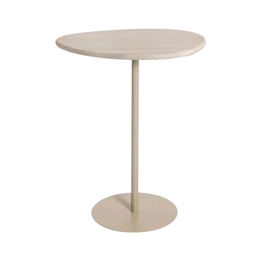 mesa lateral orgânica em mármore travertino brisa