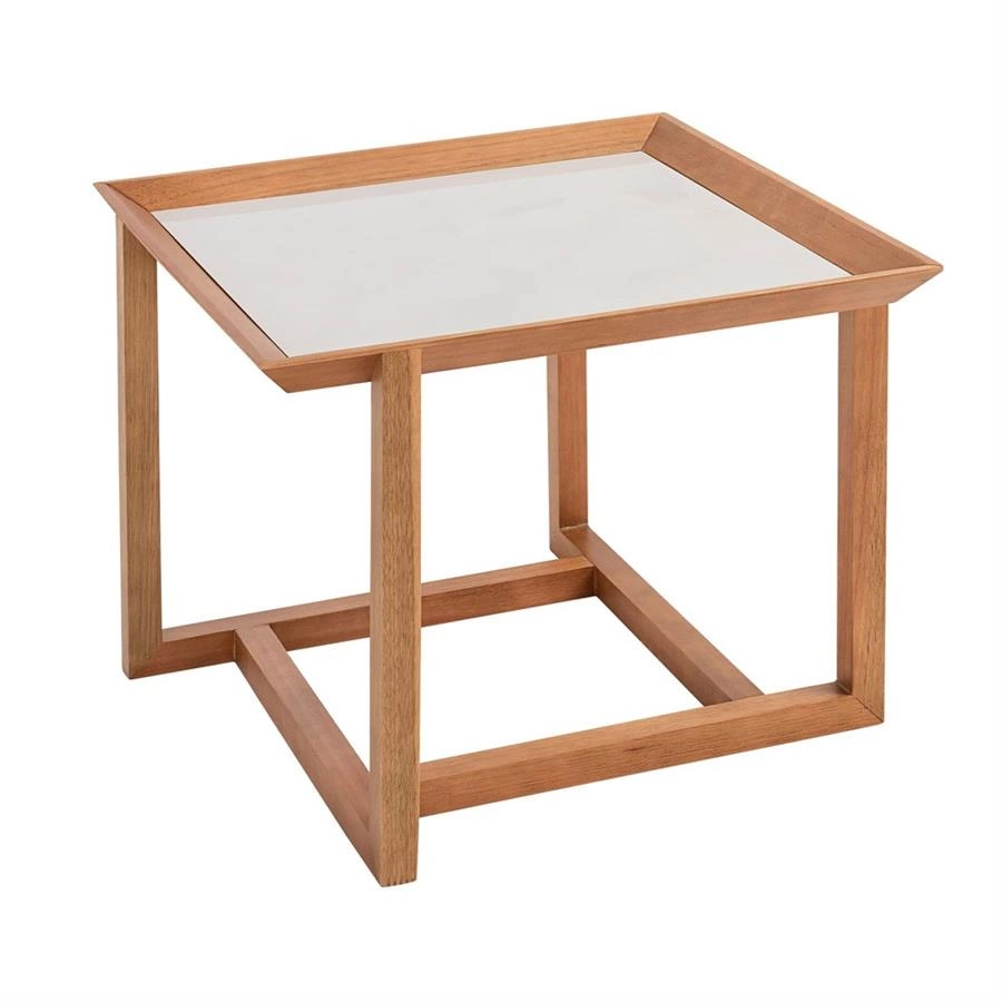 mesa lateral quadrada tampo vidro kobe