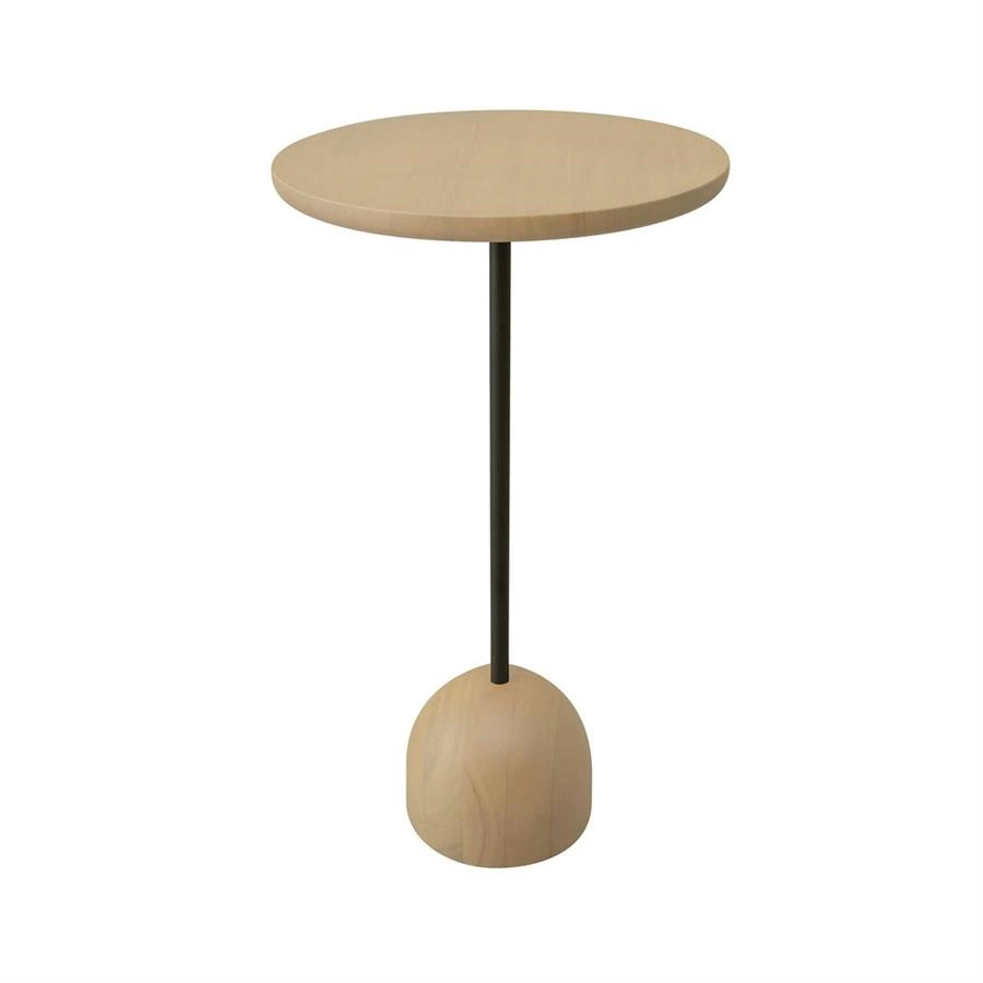 mesa lateral redonda em madeira e metal ben