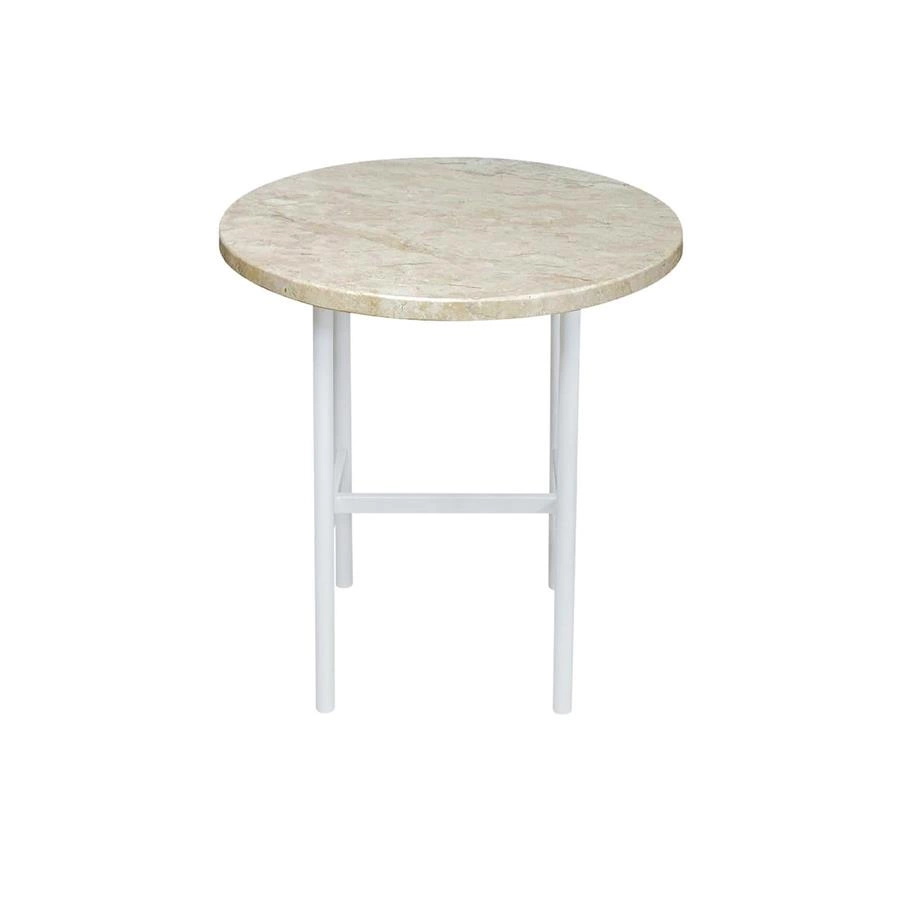 mesa lateral redonda em travertino drops