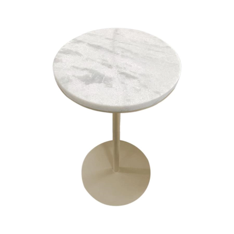 mesa lateral redonda mármore branco noo