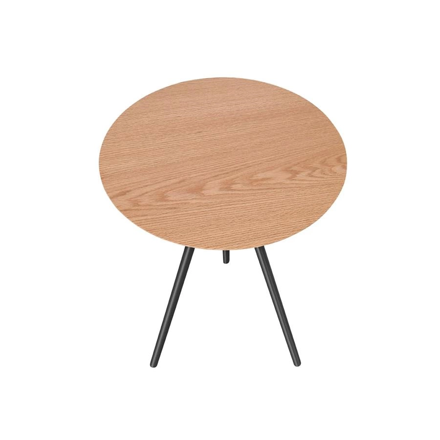 mesa lateral redonda preta e madeira chelsea