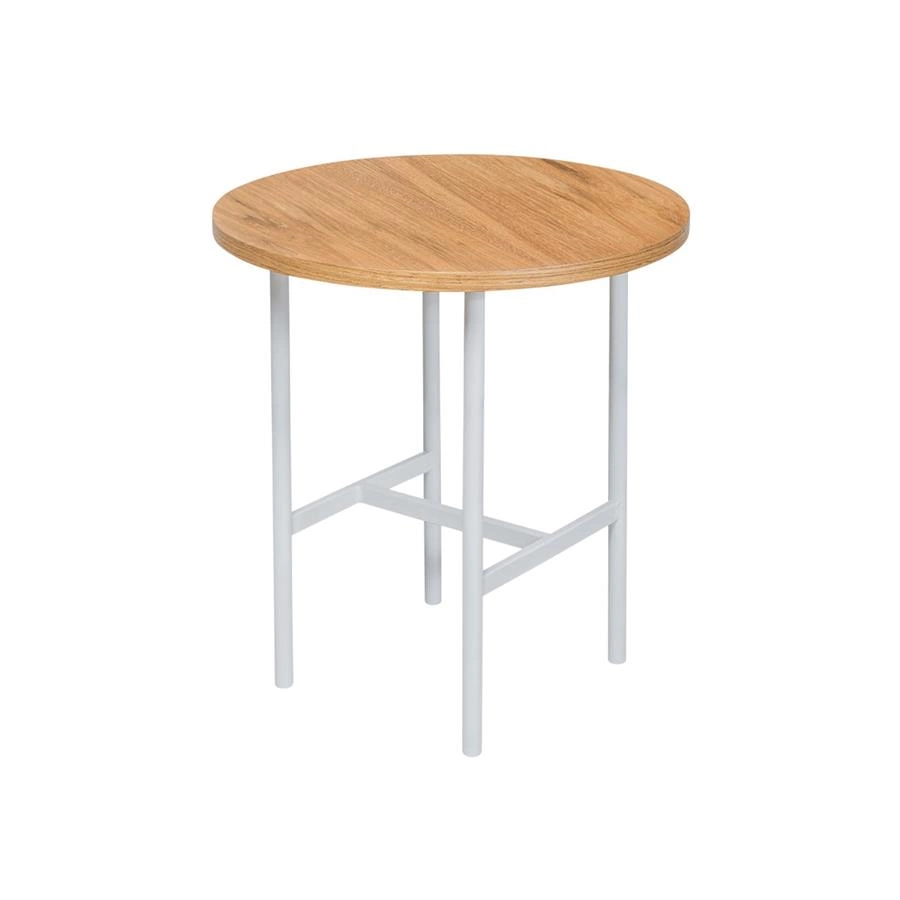 mesa lateral redonda tampo louro freijó drops