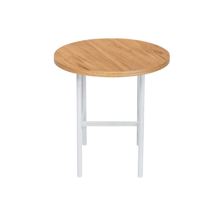 mesa lateral redonda tampo louro freijó drops