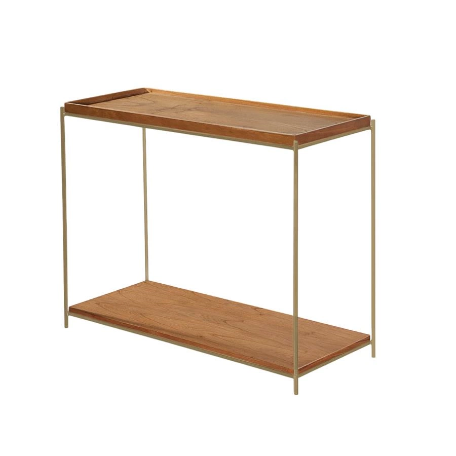 mesa lateral retangular em madeira e metal arven