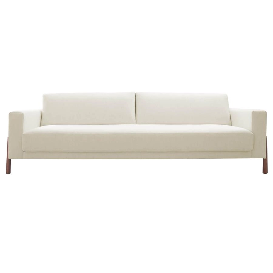 sofá com pés em madeira mônaco 3 lugares