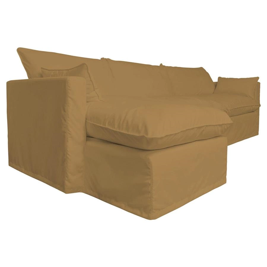 sofa com chaise e capa em pluma sintética arco 4 lugares