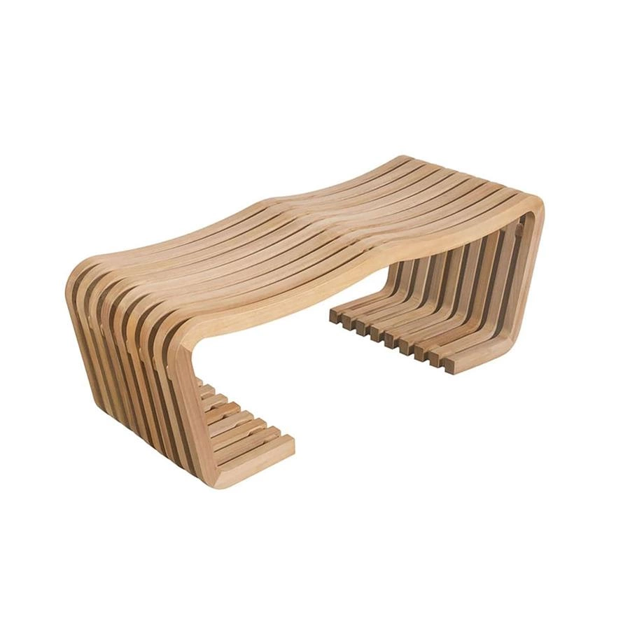 banco 3 lugares em madeira ripada curva mise