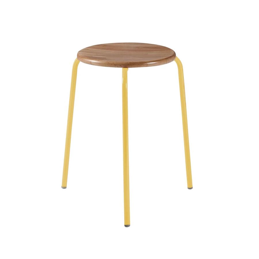 banquinho empilhavel em metal e madeira cumbuca