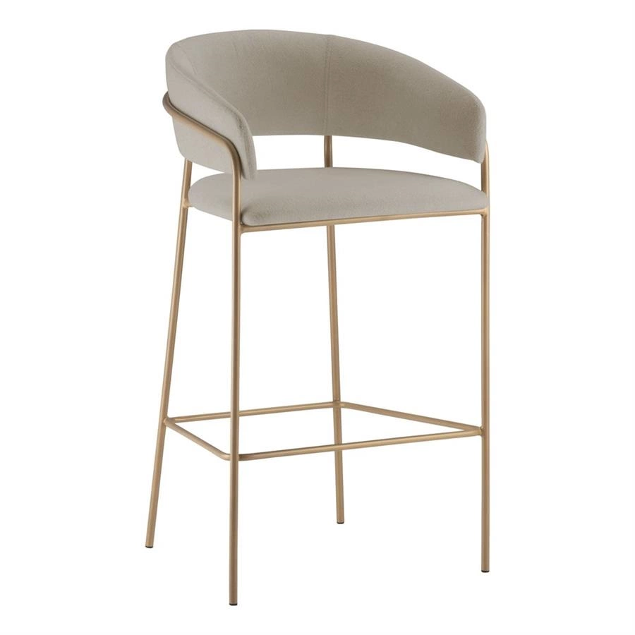 banqueta com braços estofada noss (metal dourado)