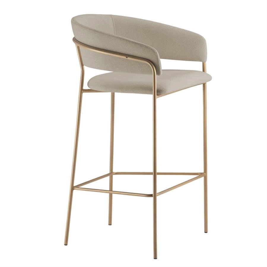 banqueta com braços estofada noss (metal dourado)