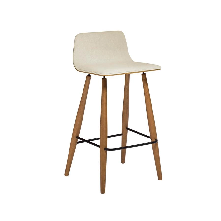 banqueta em madeira com encosto logo