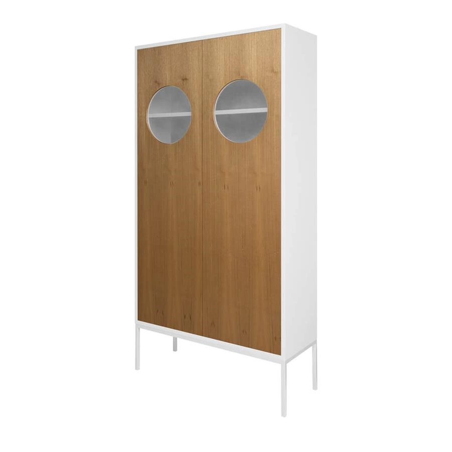 armário cristaleira em madeira louro freijó chelsea