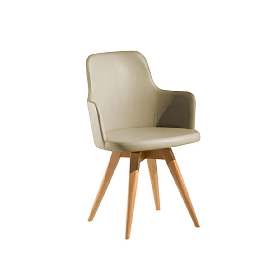 cadeira giratória base madeira hanover (couro sintético)