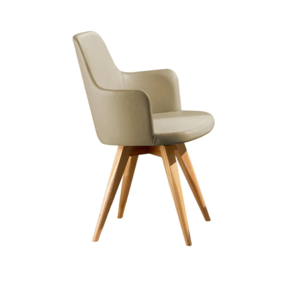 cadeira giratória base madeira hanover (couro sintético)