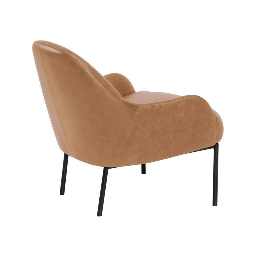 poltrona em couro natural e metal moki