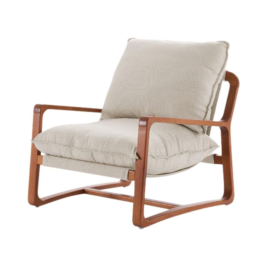 poltrona em madeira e linho fofa