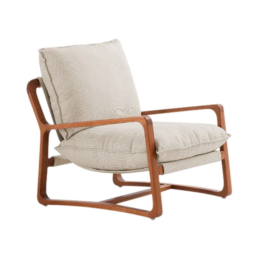 poltrona em madeira e linho fofa