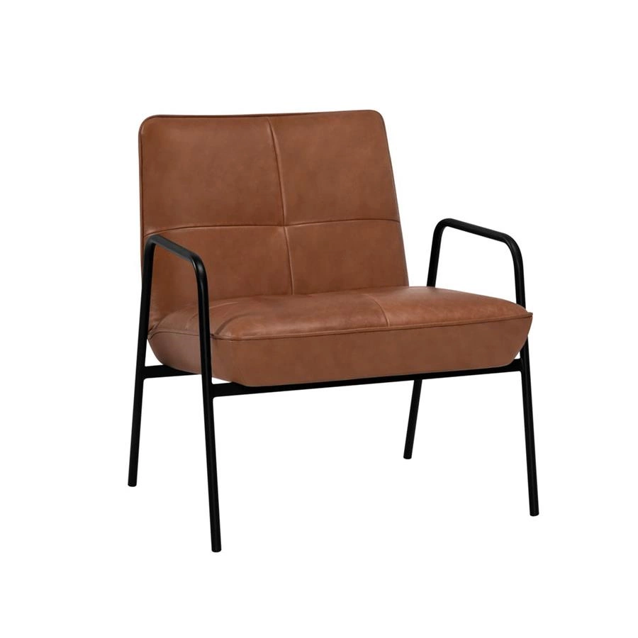 poltrona em metal e couro natural berlin