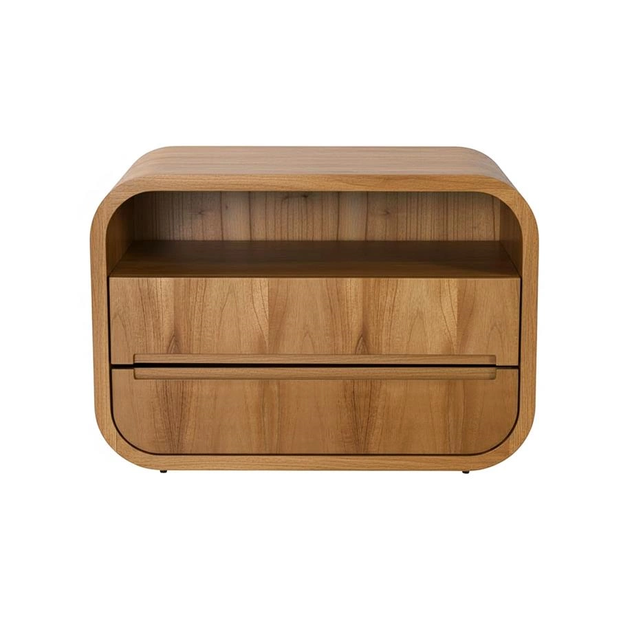 mesa de cabeceira arredondada com gavetas alvor