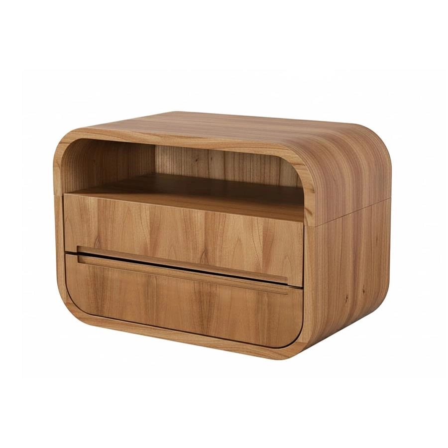 mesa de cabeceira arredondada com gavetas alvor