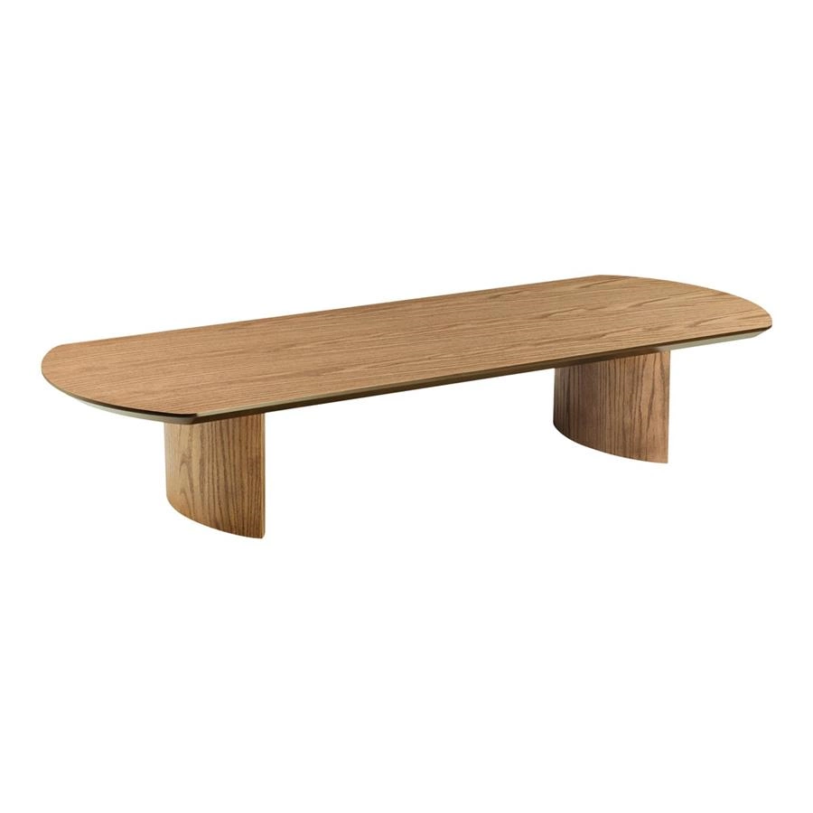 mesa de centro oval em madeira valencia