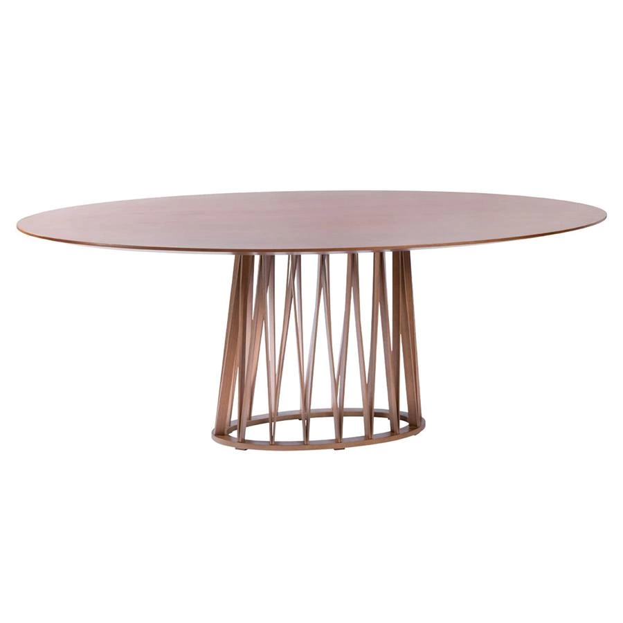 mesa de jantar oval com base vazada mint