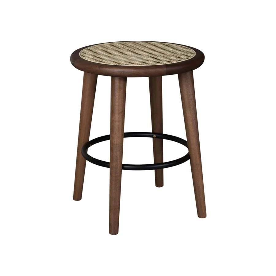 banquinho redondo em palha e madeira marais