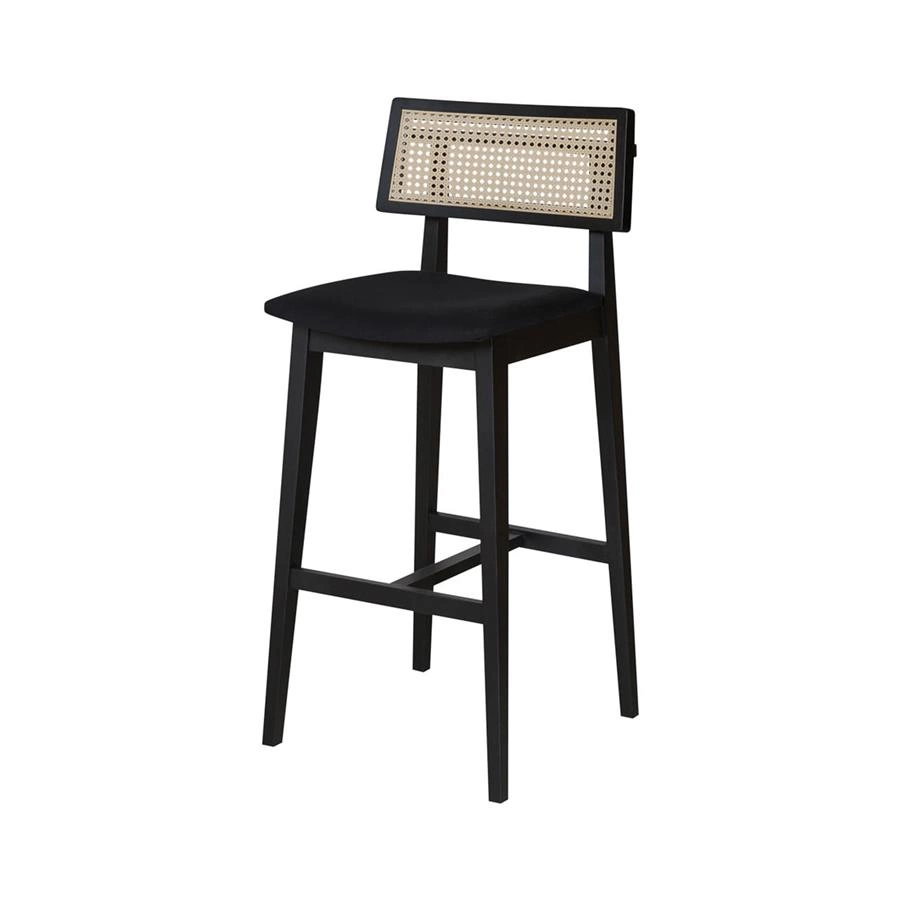 banqueta preta com palha cadiz