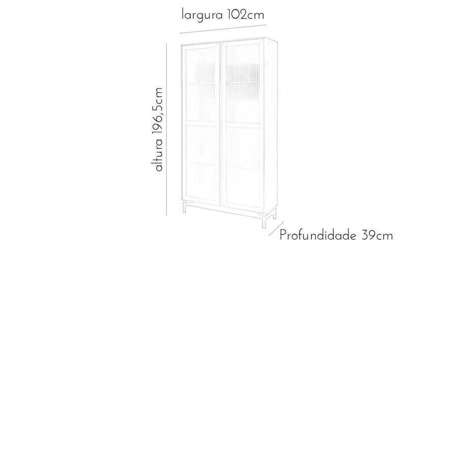 cristaleira em madeira e vidro canelado bilbao