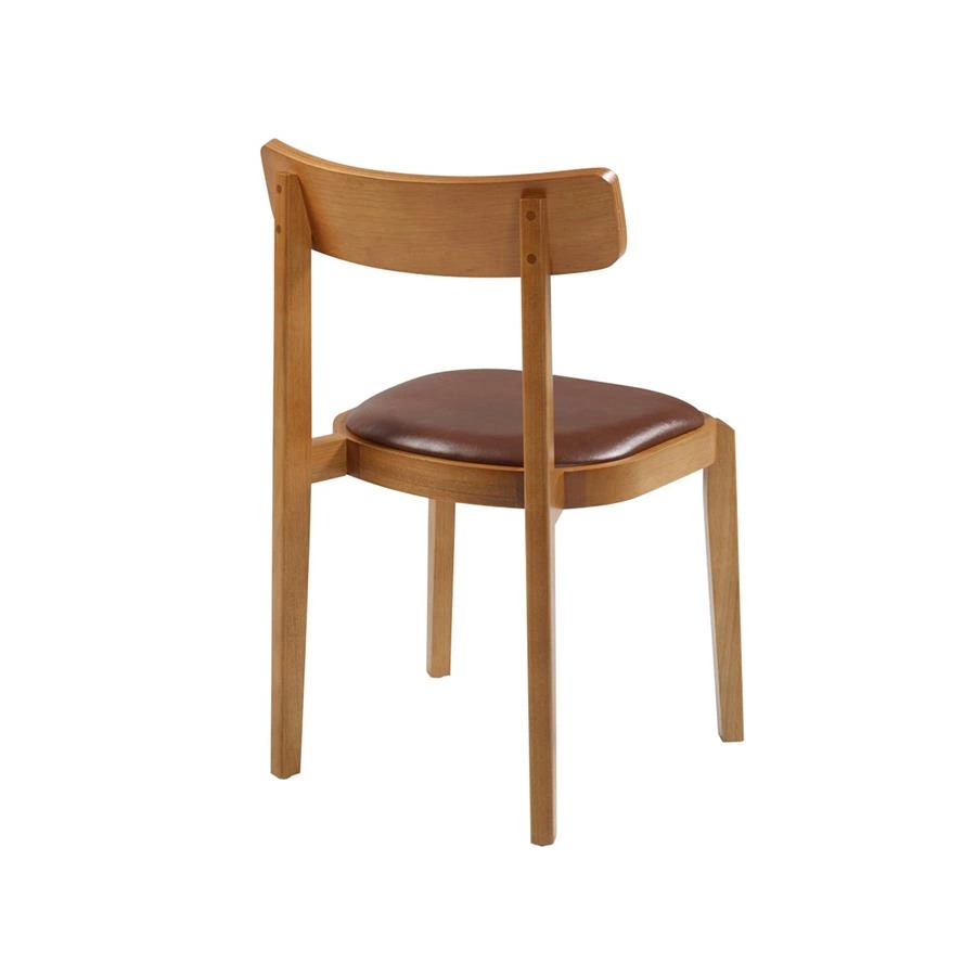 cadeira em madeira maciça e couro sintetico minimal