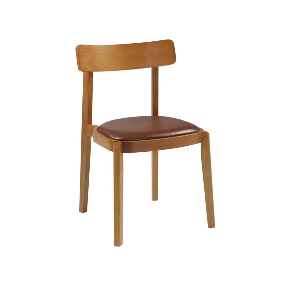 cadeira em madeira maciça e couro sintetico minimal