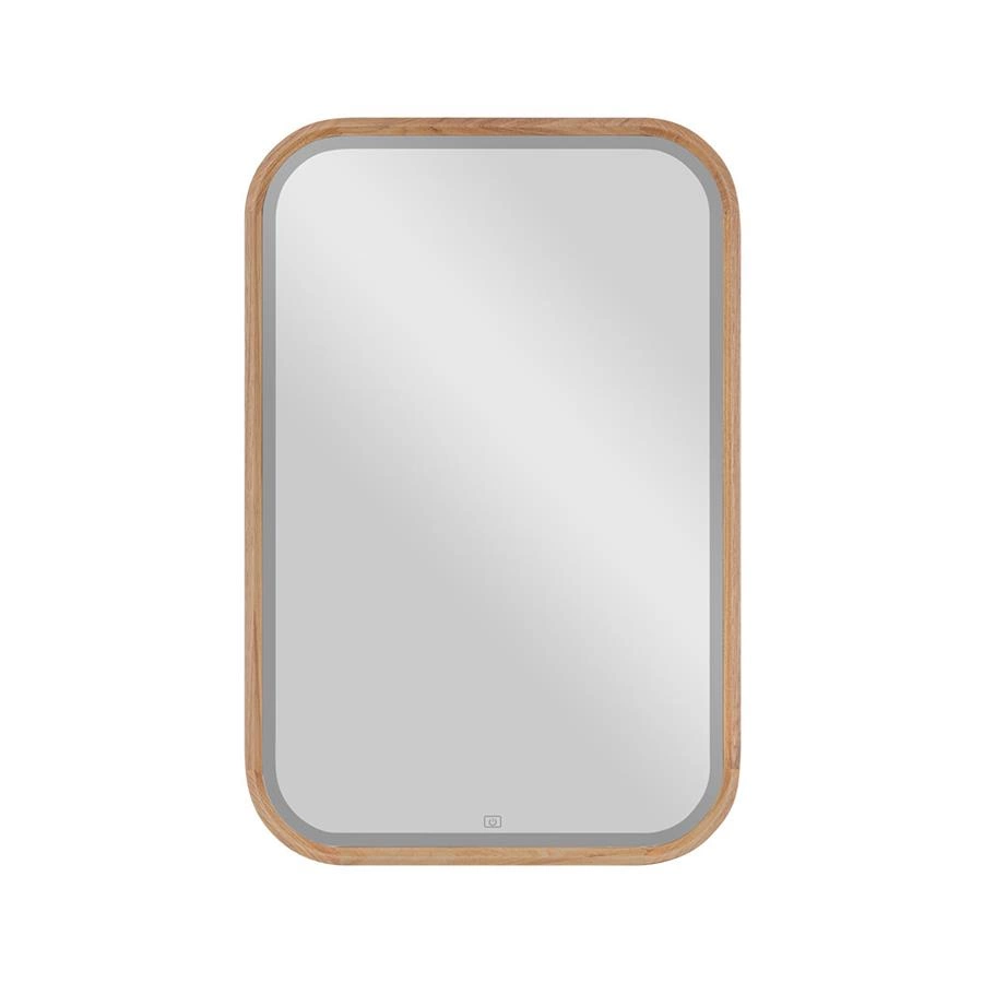 espelho led embutido retangular com moldura em madeira oslo