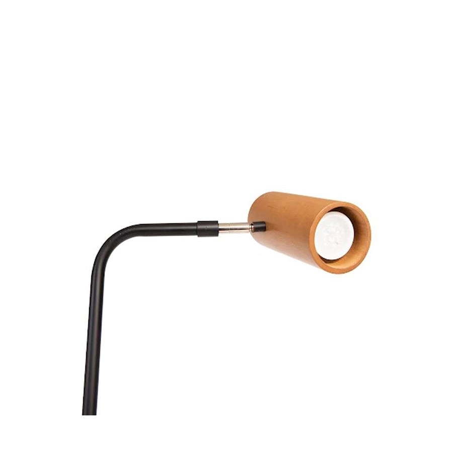 luminária de piso em madeira e metal minimal