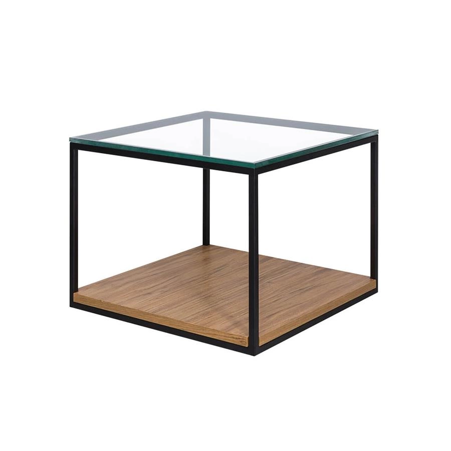 mesa com vidro e madeira cube