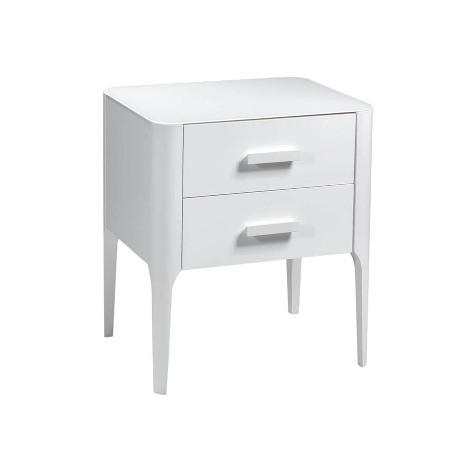 mesa de cabeceira em laca e vidro must