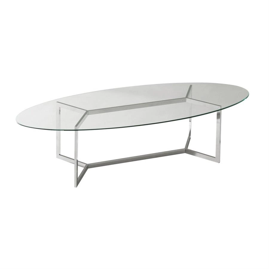 mesa de centro oval clean com vidro