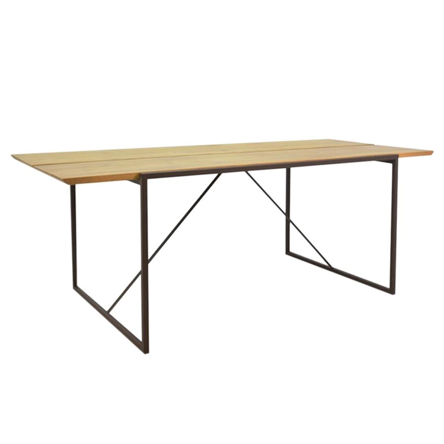 mesa de jantar em madeira e metal mescla