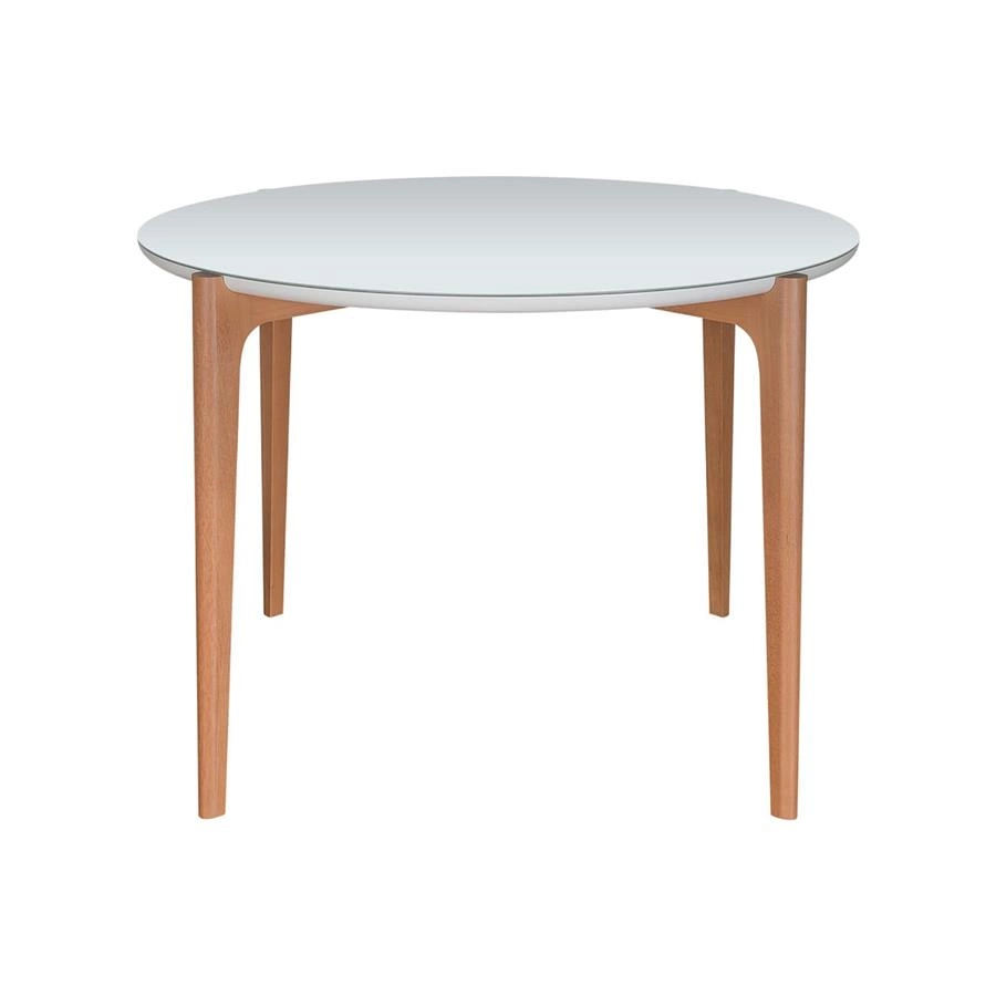 mesa de jantar redonda em laca e madeira nash