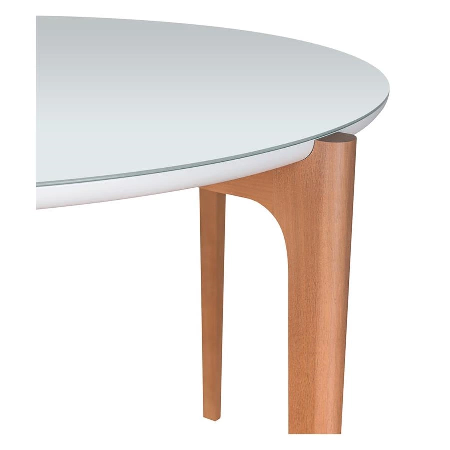 mesa de jantar redonda em laca e madeira nash