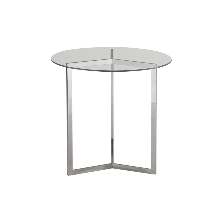 mesa lateral em aluminio e vidro clean