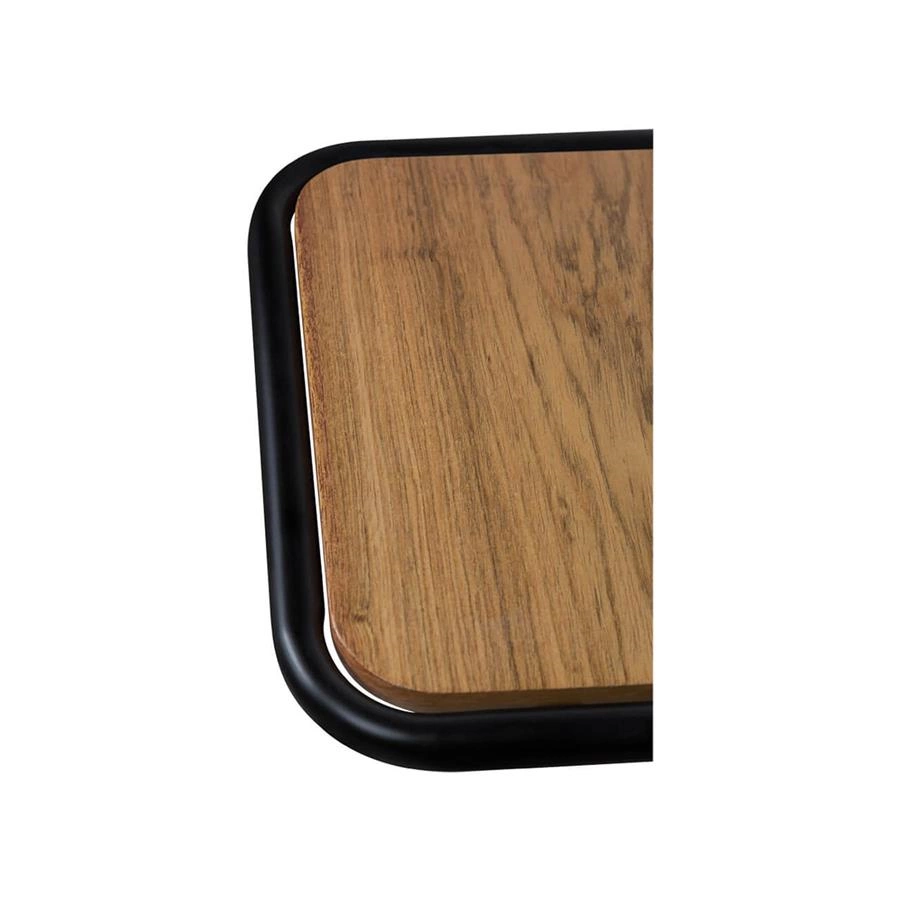 mesa de apoio para sofá em metal preto e madeira pecs