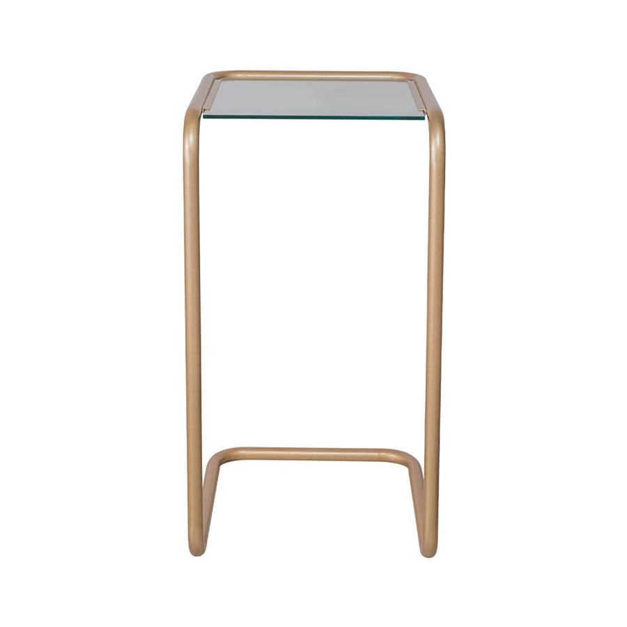mesa lateral em metal dourado e vidro pecs