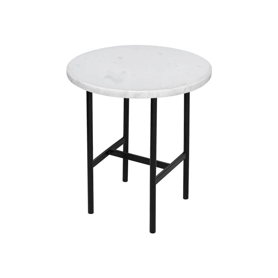 mesa lateral redonda em marmore espirito santo drops