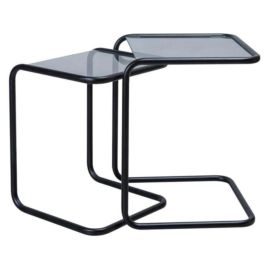 conjunto mesas ninho em metal e vidro pecs