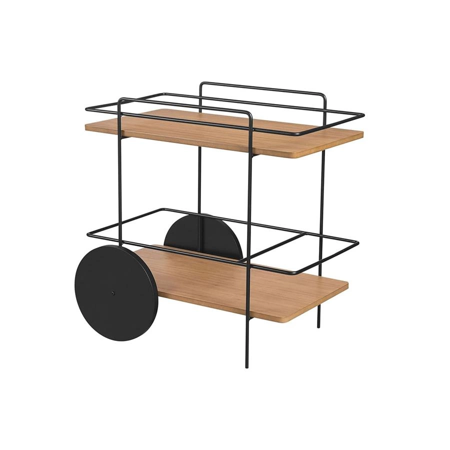 carrinho de bar em metal e madeira noyer