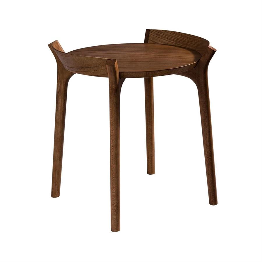 mesa lateral redonda em madeira terres